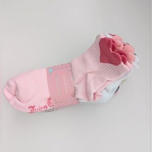 NWT Juicy Couture 10 Pair of 2 Tone Women's (Size 4-10) Quarter Socks w/Hearts